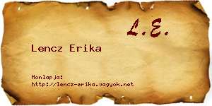 Lencz Erika névjegykártya